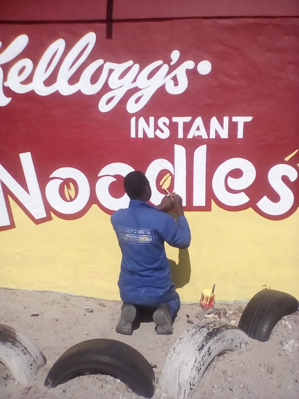 Hand-painted cafe sign